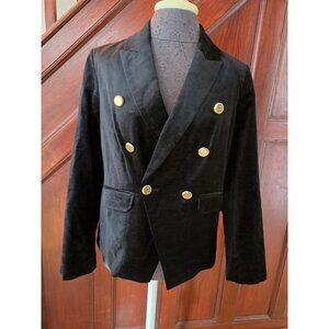 Chicos Womens Black Velvet Double-Breasted Blazer W/ Gold Buttons Size XL 3